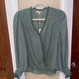 Max studio long sleeve surplice wrap blouse